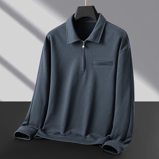 Herren Polo‑Sweatshirt mit halbem Reißverschluss und wärmendem Fleece-Innenfutter Shop Nory