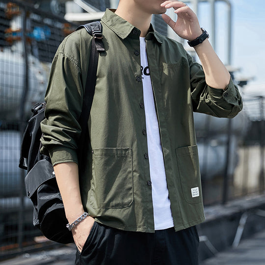 Herren Overshirt im leichten Canvas‑Utility‑Style mit Hemdkragen und aufgesetzten Taschen Shop Nory