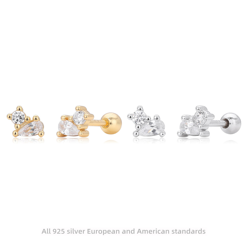 Damen Ohrstecker mit funkelnden Zirkonsteinen und hochwertiger 925 Sterling Silberfassung Shop Nory
