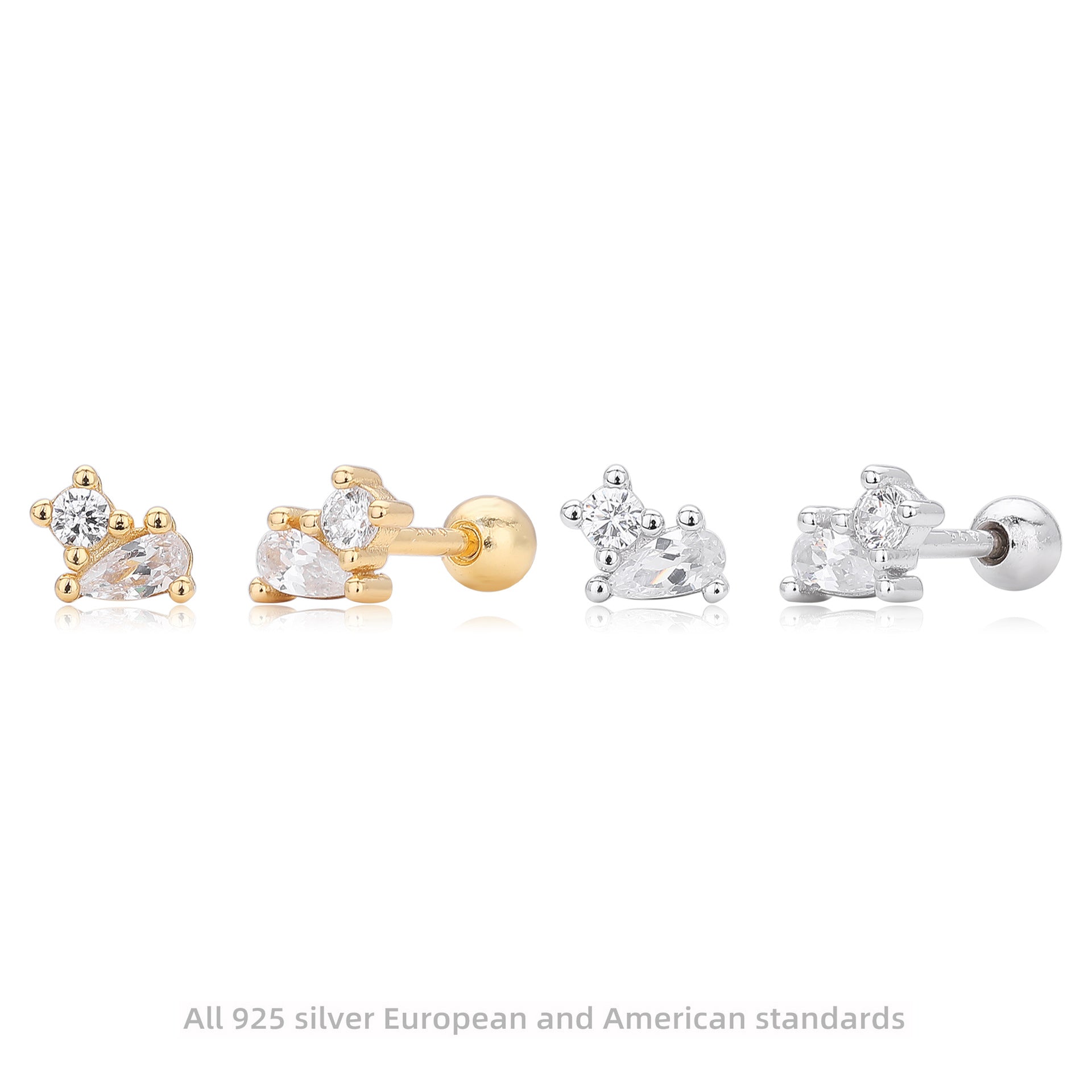 Damen Ohrstecker mit funkelnden Zirkonsteinen und hochwertiger 925 Sterling Silberfassung Shop Nory