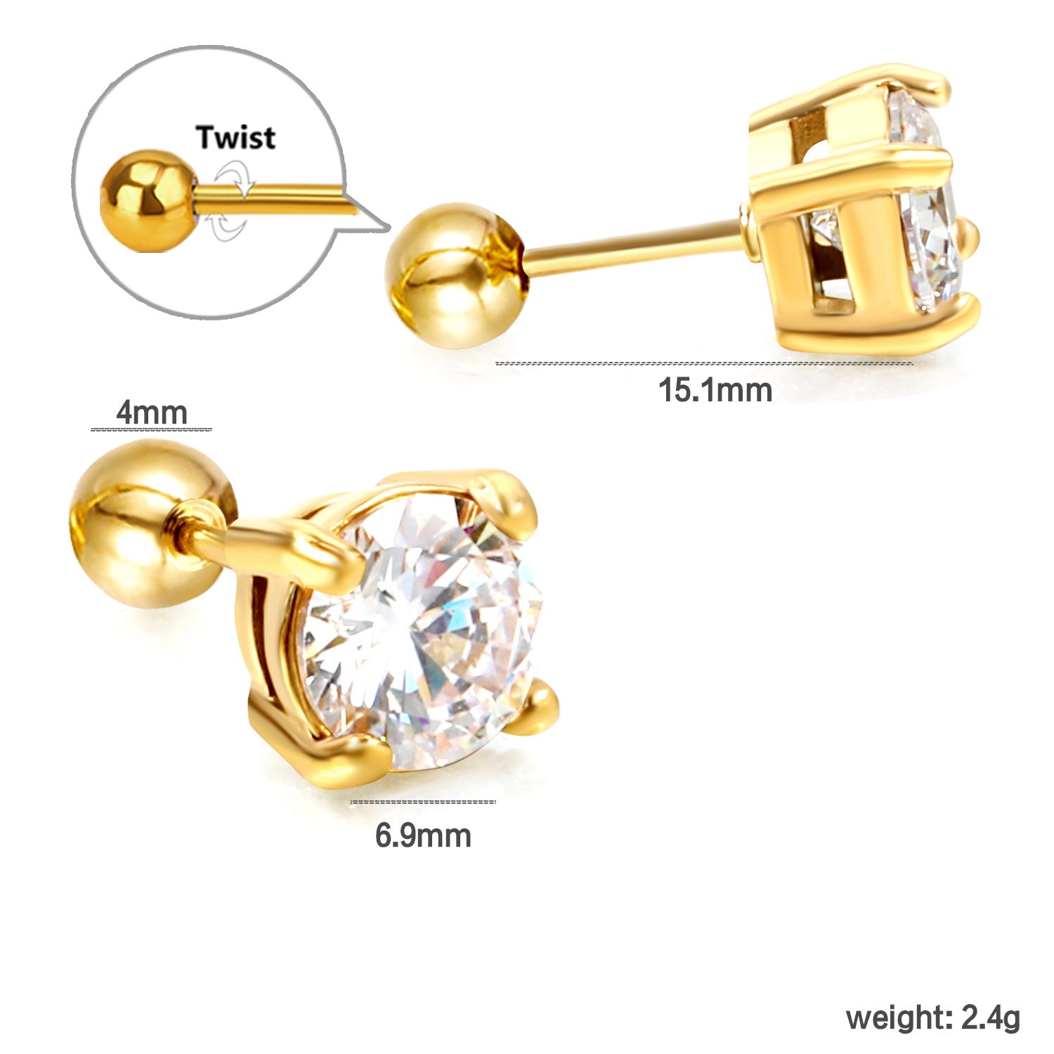 Damen Ohrstecker mit funkelndem Herzdesign und eleganter Goldbeschichtung Shop Nory