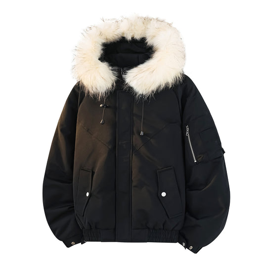 Herren Modische Winterjacke mit abnehmbarem Kunstfellkragen Shop Nory