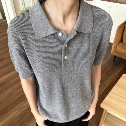 Herren Modisches Kurzarm-Polohemd mit strukturiertem StrickShop Nory