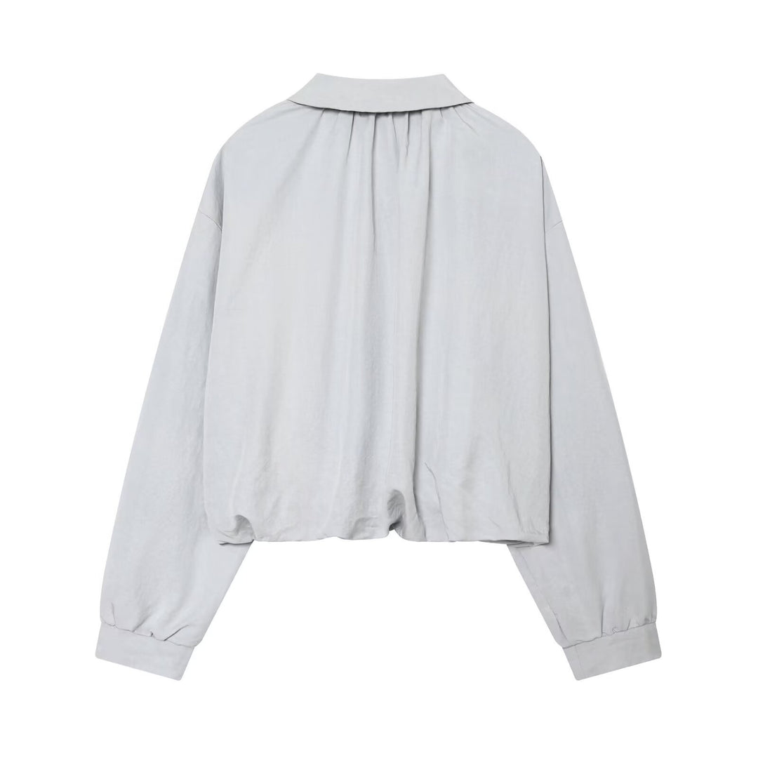 Damen Cropped Bomberjacke im Oversize‑Look mit Hemdkragen und elastischem Bund Shop Nory