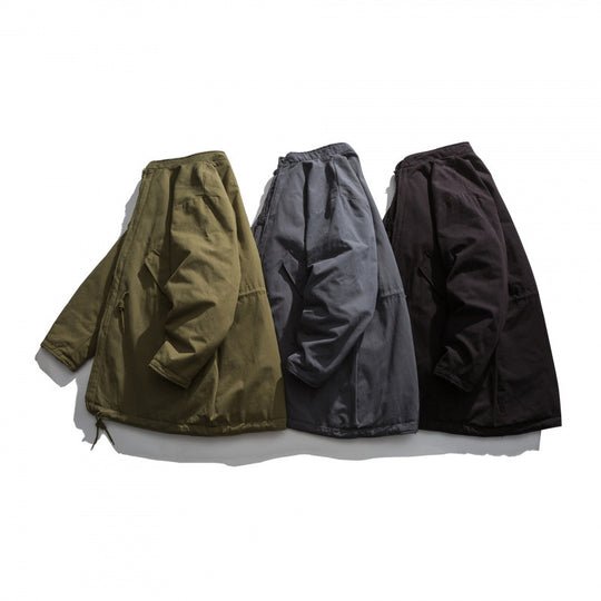 Herren Isolierende Parkajacke im Oversize‑Cut mit Sherpa‑Futter und Tunnelzugsaum Shop Nory