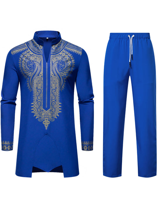 Herren Traditionelles besticktes Tunika‑Set mit Mandarinkragen und elastischer Hose Shop Nory