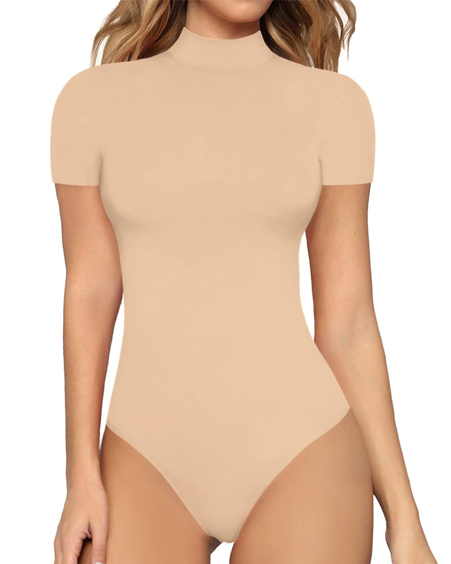 Damen Body mit kurzem Ärmel und hohem Kragen