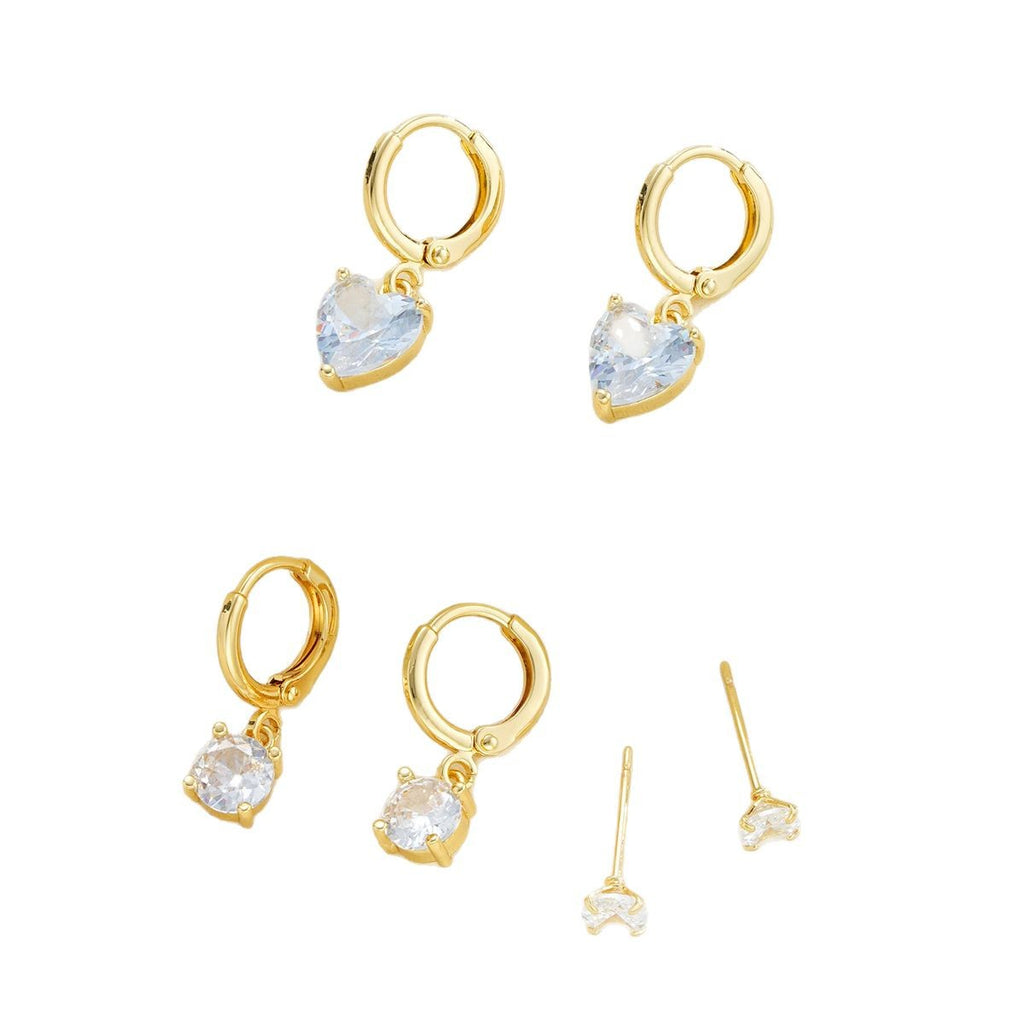 Damen Ohrringe Set mit funkelnden Kristallen und éléganten Goldrahmen Shop Nory