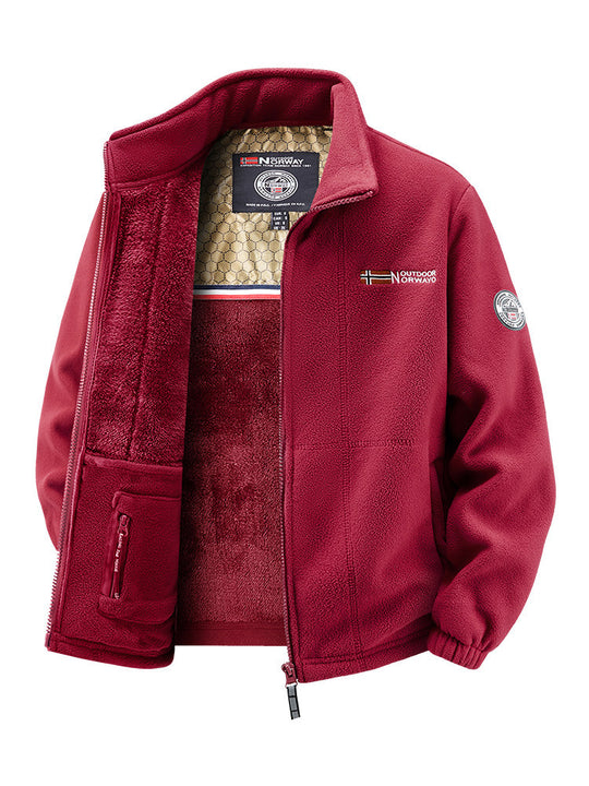 Damen Thermo-Fleecejacke mit wärmendem Teddyfutter, Stehkragen und Reißverschlusstaschen Shop Nory