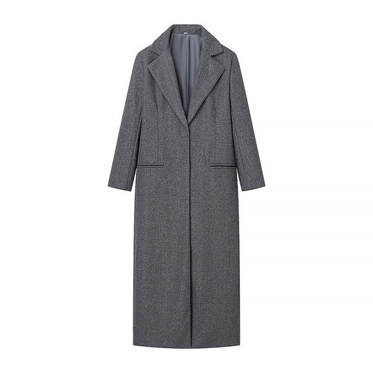 Damen Maxilanger Wollmix-Mantel mit integriertem Loop-Schal und cleanem Revers Shop Nory