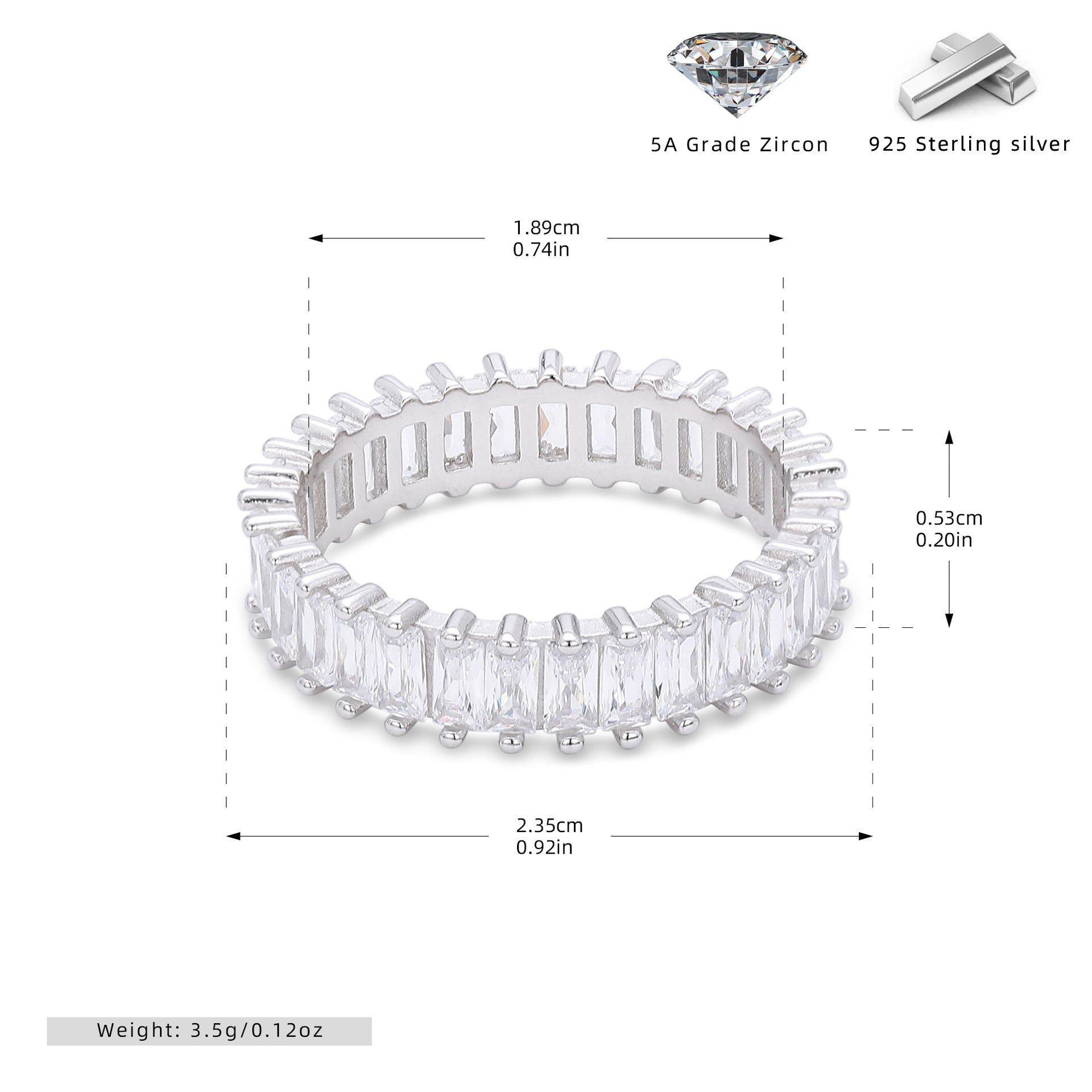 Damen Ring mit luxuriösem Zirkonbesatz aus hochwertigem 925 Sterling Silber Shop Nory
