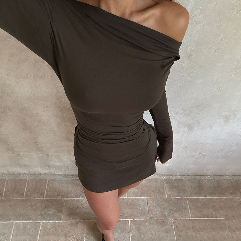 Damen One-Shoulder Minikleid mit seitlicher Raffung und figurbetonter Silhouette Shop Nory