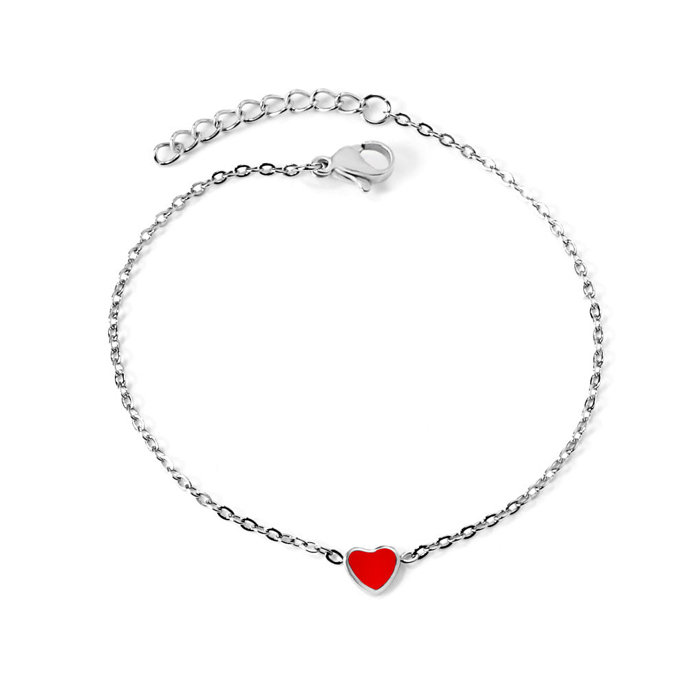 Damen Armband mit rotem Herzanhänger und verstellbarem Verschluss Shop Nory