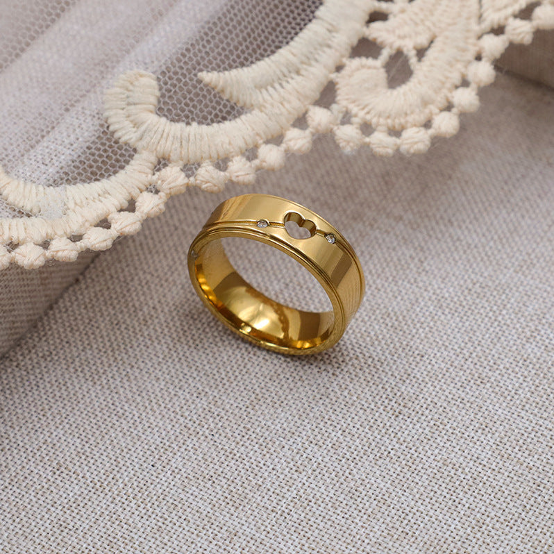 Damen Moderner Ring mit Herz-Ausschnitt und funkelnden Akzenten Shop Nory