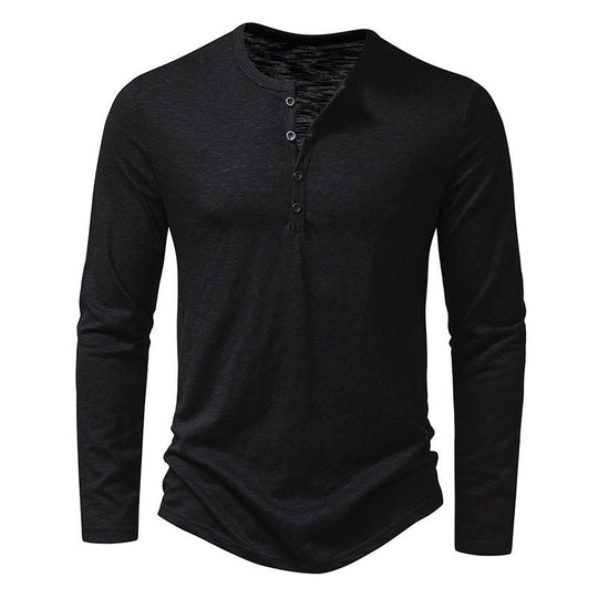 Herren Langarm-Henley-Shirt aus hochwertiger Baumwolle mit modernem Schnitt