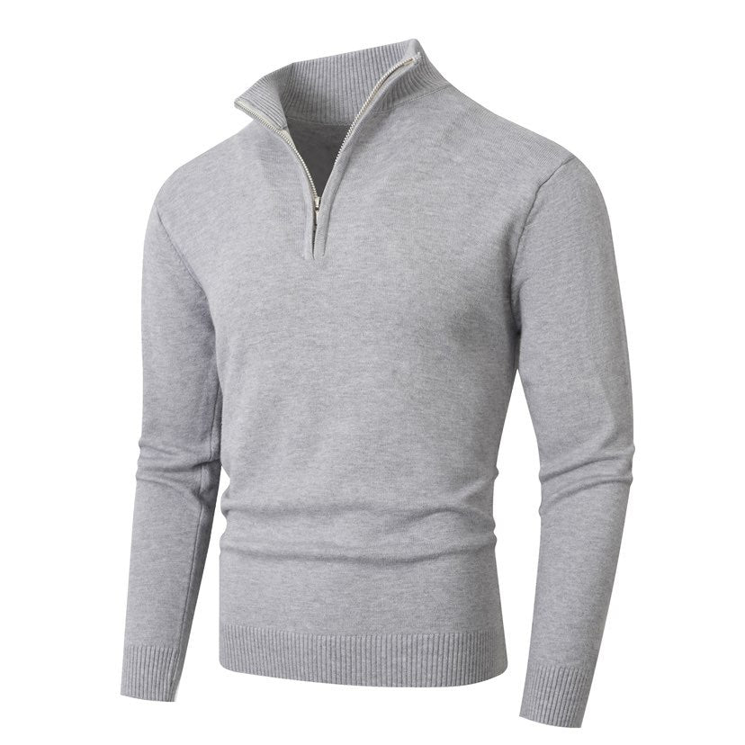 Herren Strickpullover mit modernem Stehkragen und hochwertigem Reißverschluss