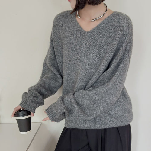 Femme Luxuriöser V-Ausschnitt Pullover
