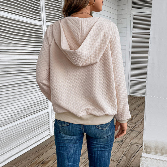 Damen Stepp‑Sweatshirt mit Halbzip, Kapuze und Kängurutasche Shop Nory