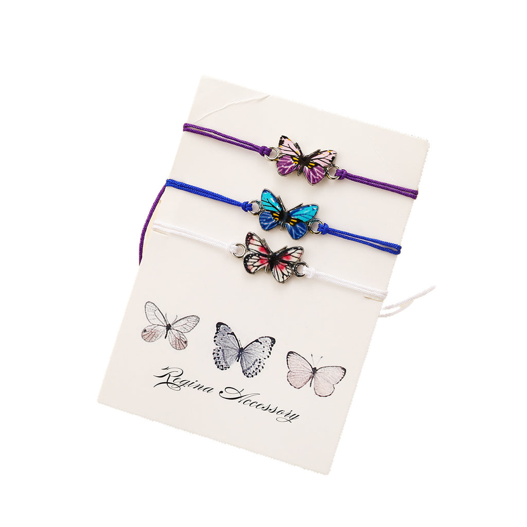 Damen Freundschaftsarmband-Set mit bunten Schmetterlingsanhängern Shop Nory