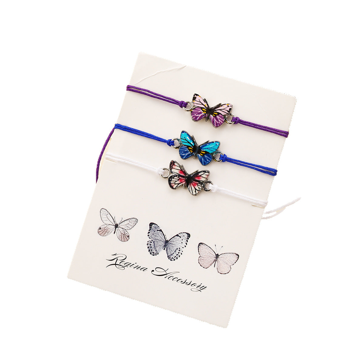 Damen Freundschaftsarmband-Set mit bunten Schmetterlingsanhängern Shop Nory