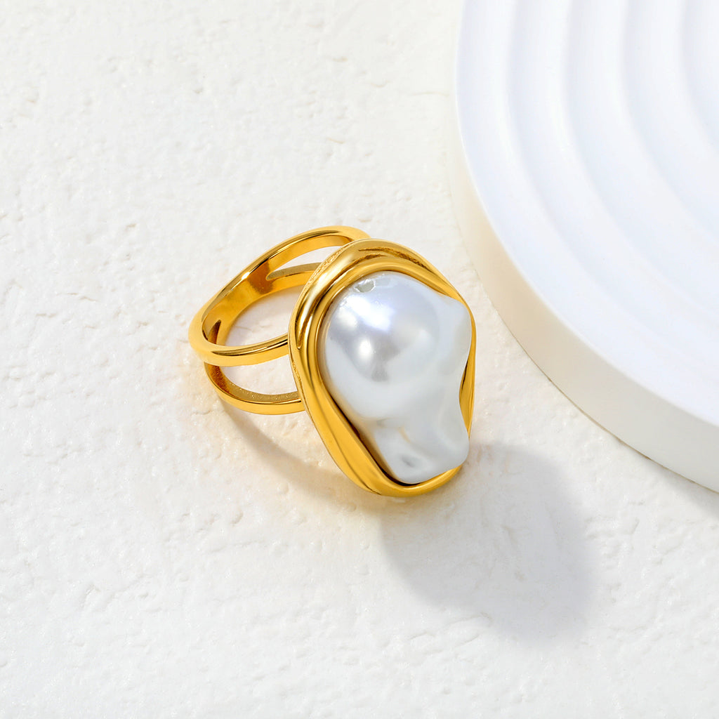 Damen Ring mit einzigartigem Perlendesign und goldplattierter Oberfläche Shop Nory