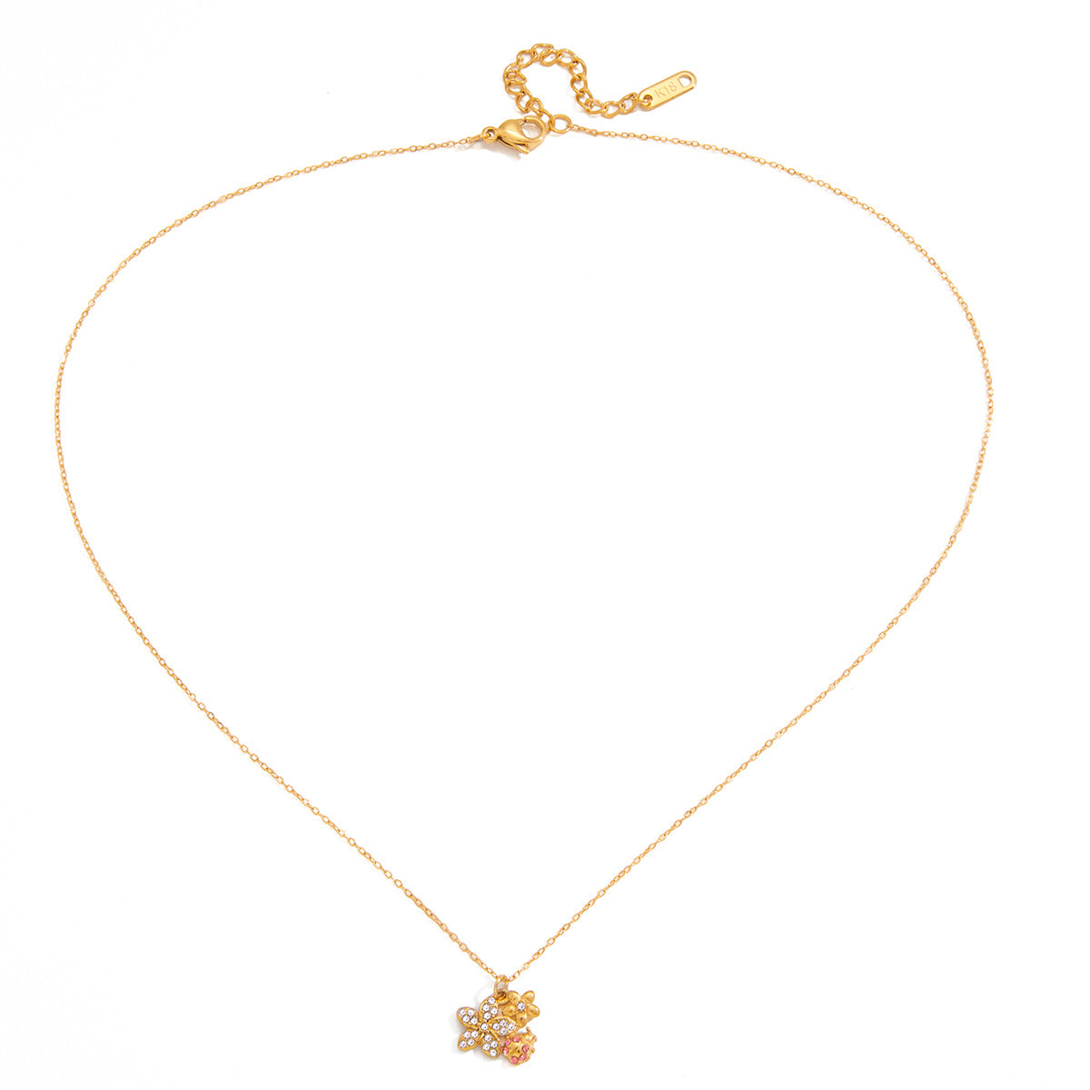 Damen Halskette mit floralem Anhänger und funkelnden Kristallen Shop Nory