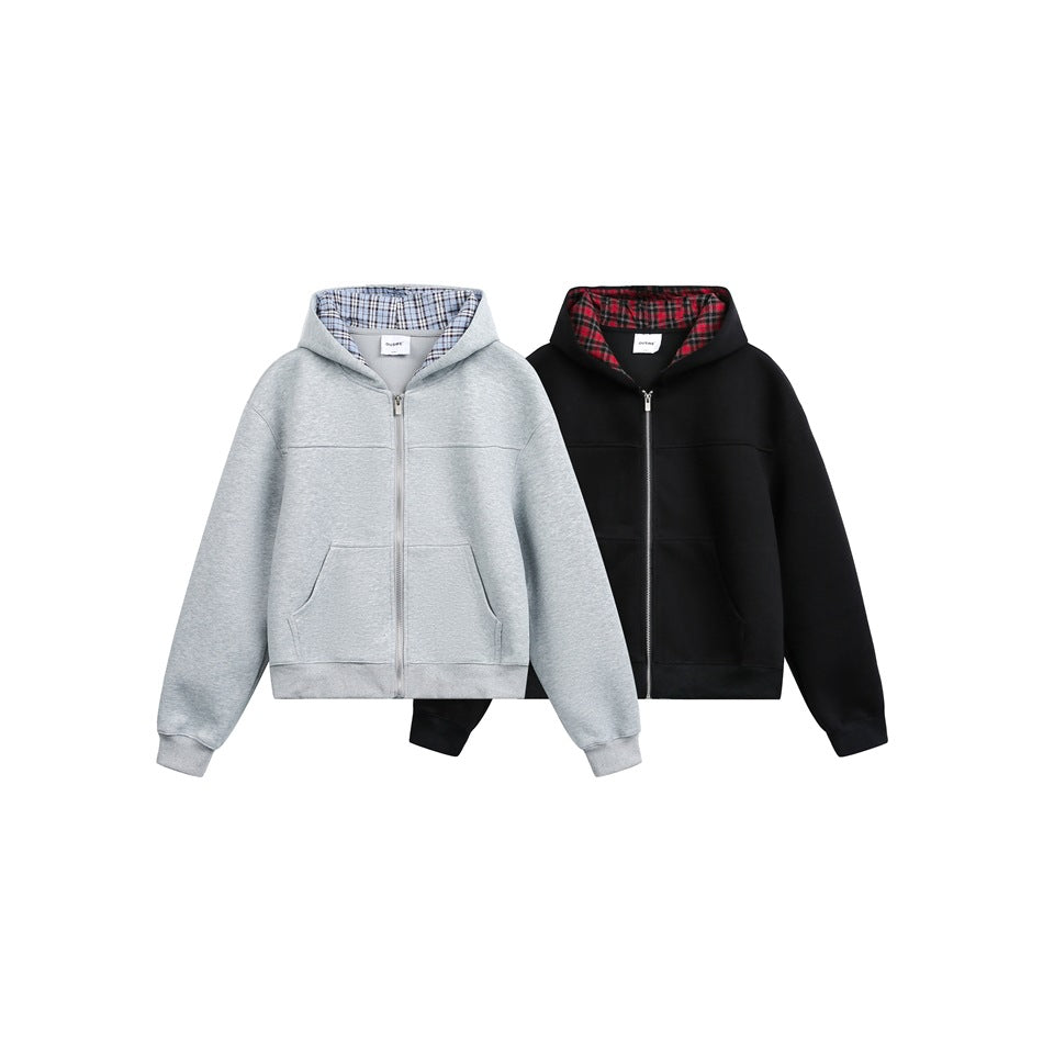 Unisex Kapuzenjacke mit Karofutter und durchgehendem Reißverschluss Shop Nory