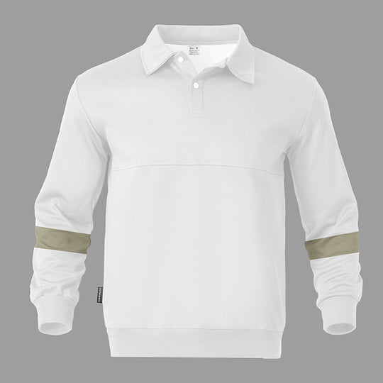 Herren Relaxed Polo-Sweatshirt mit Druckknopf-Blende und Kontrastarmdetails Shop Nory