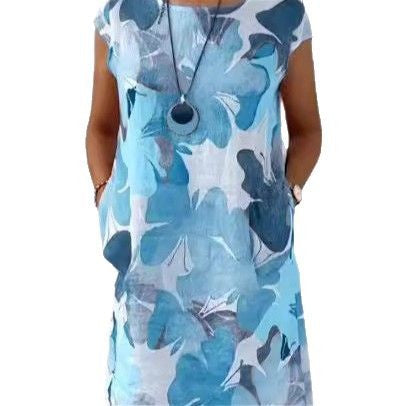 Damen Leichtes Strandkleid mit floralem Muster und Taschen