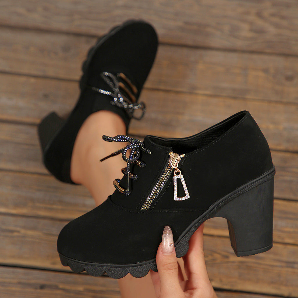 Damen Trendige Chelsea-Boots mit glattem Obermaterial und dekorativem Reißverschluss