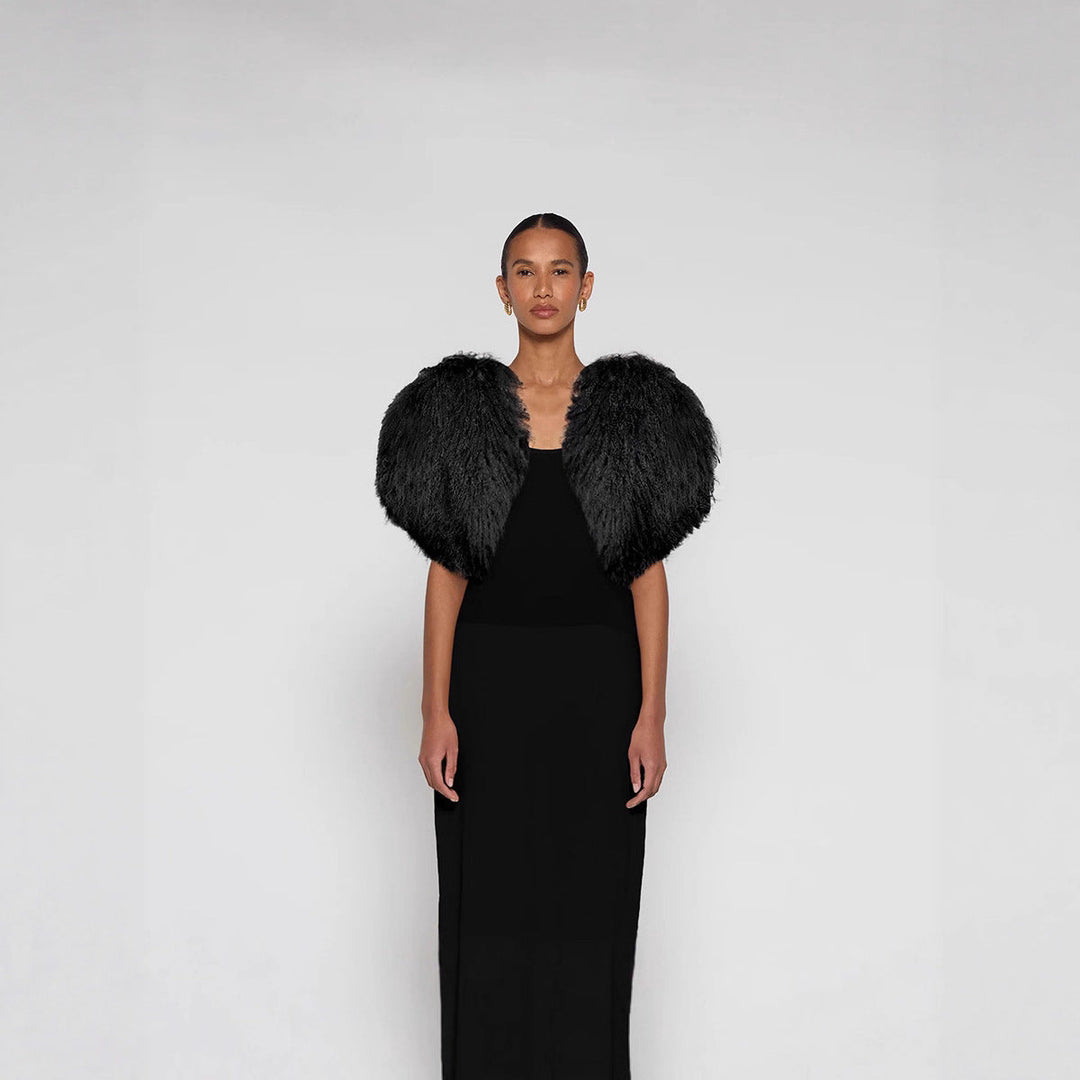 Damen Extravagante Kunstpelzjacke im Volumenstil