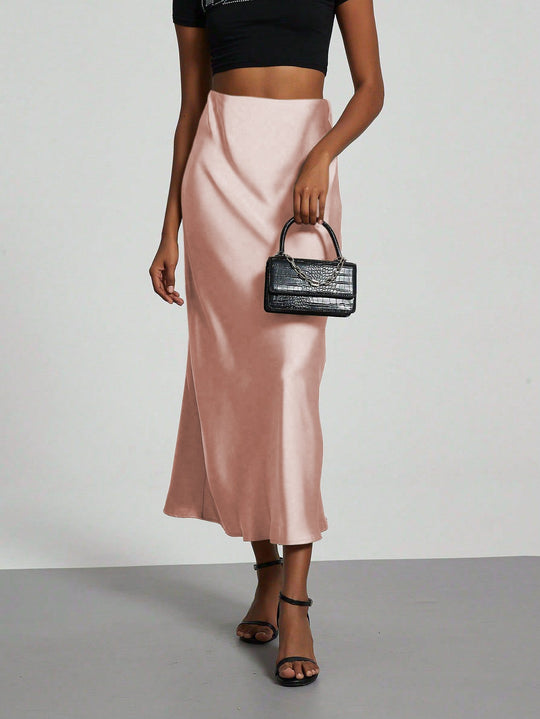 Damen Elegante und fließende Satin Maxiröcke
