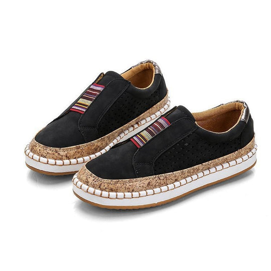 Damen Komfort-Slip-On-Sneaker aus Veloursleder mit elastischem Mehrstreifen-Dehnband und geflochtenem Espadrille-Detail Shop Nory