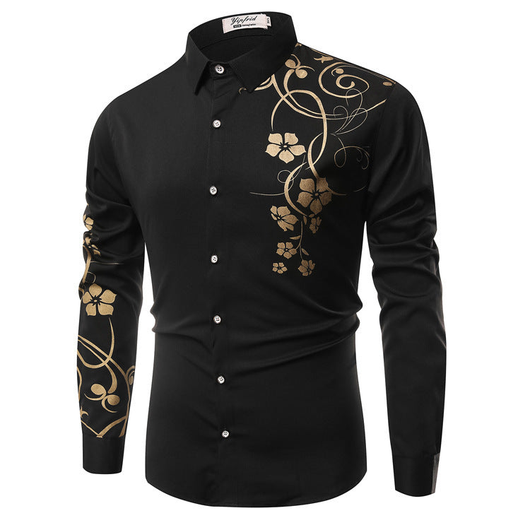 Herren Slim-Fit Hemd mit floralem Allover-Print, Langarm und Stretch-Baumwollmix Shop Nory
