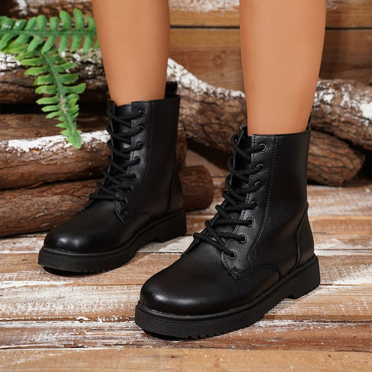Damen robuste Schnürstiefel mit modischem Design und rutschfester Profilsohle