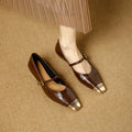 Damen Ballerinas mit elegantem Riemen und stilvollem Blockabsatz