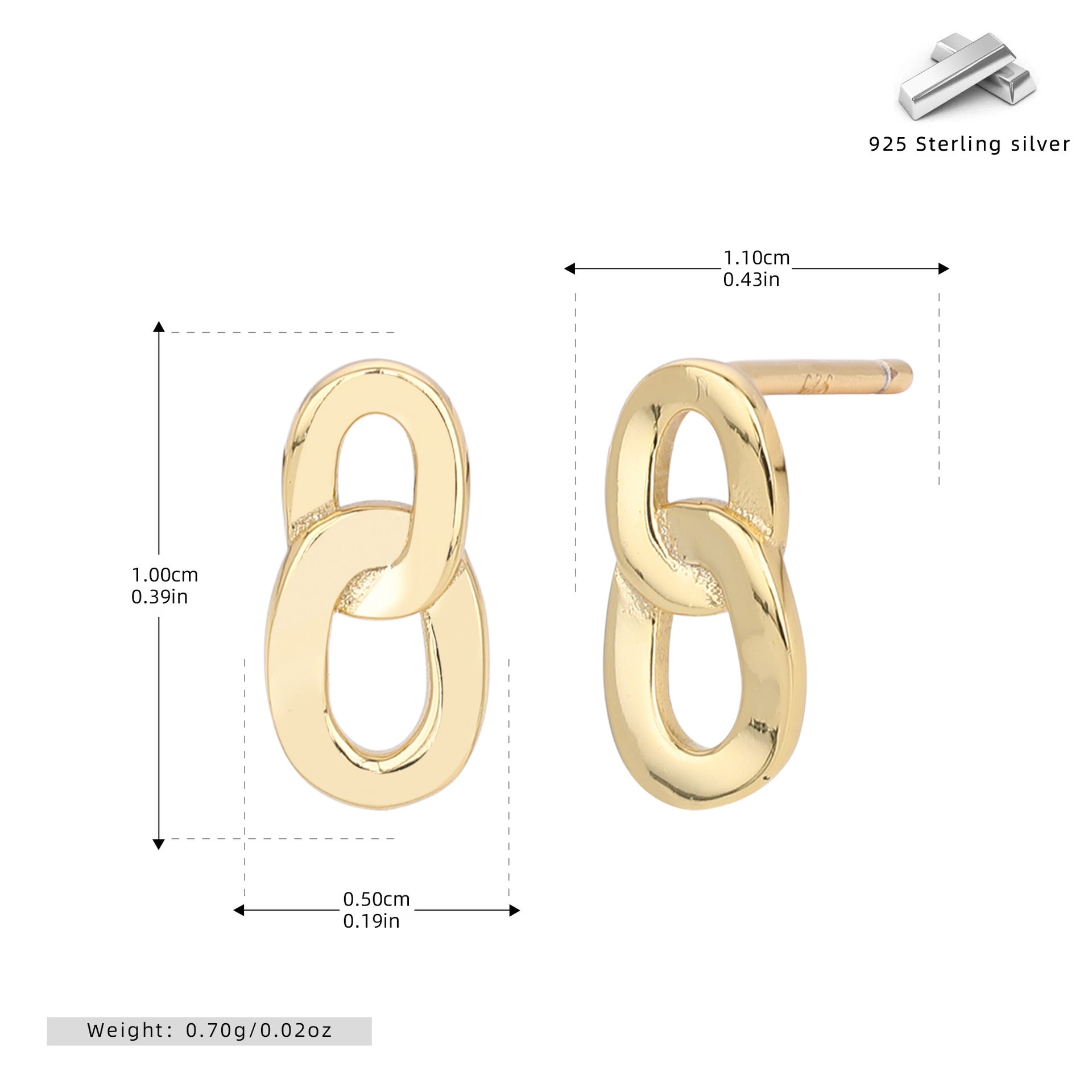 Damen Ohrstecker mit modernem Kettendesign aus hochwertigem 925 Sterling Silber Shop Nory
