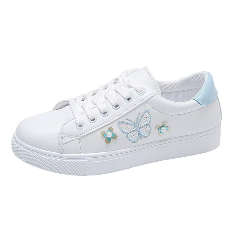 Damen Freizeit Sneakers mit verspieltem Schmetterlings- und Blumenmotiv