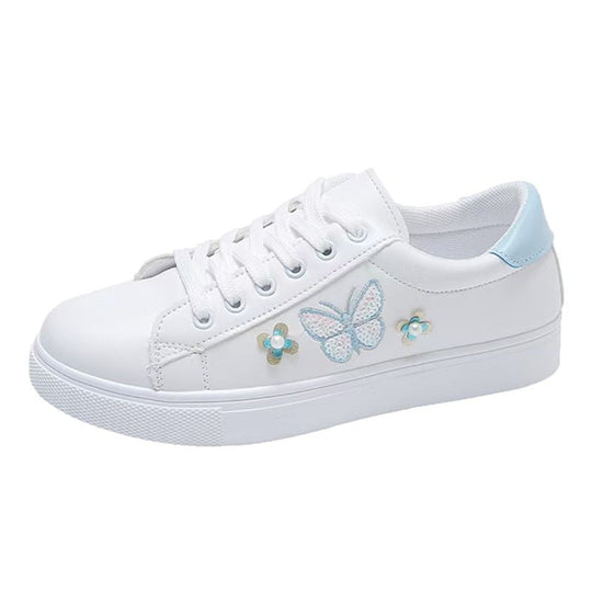 Damen Freizeit Sneakers mit verspieltem Schmetterlings- und Blumenmotiv