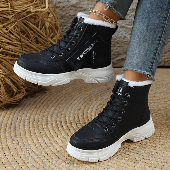 Damen Gefütterte Schnür-Stiefelette mit dicker Profilsohle und Seitenreißverschluss Shop Nory