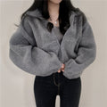 Damen kuschelige Fleece-Jacke mit hohem Kragen und Reißverschluss