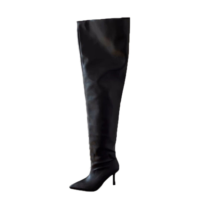 Damen Slouchy Overknee-Stiefel mit spitzer Zehenlinie und schlankem Stiletto-Absatz Shop Nory