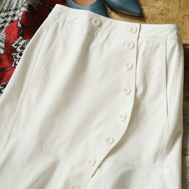 Damen Modischer Midirock mit Knopfleiste und schwingendem Saum Shop Nory