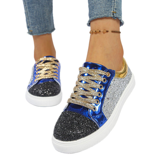 Damen Glitzer-Sneaker mit Metallic‑Einsätzen und gepolsterter Plateausohle Shop Nory