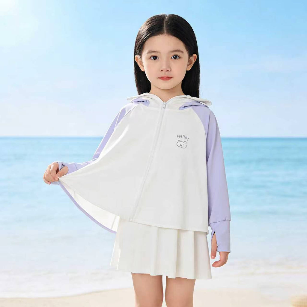 Damen nan leichte Kinder-Sonnenjacke mit Kapuze, atmungsaktivem Material und UV-Schutz  Shopnory