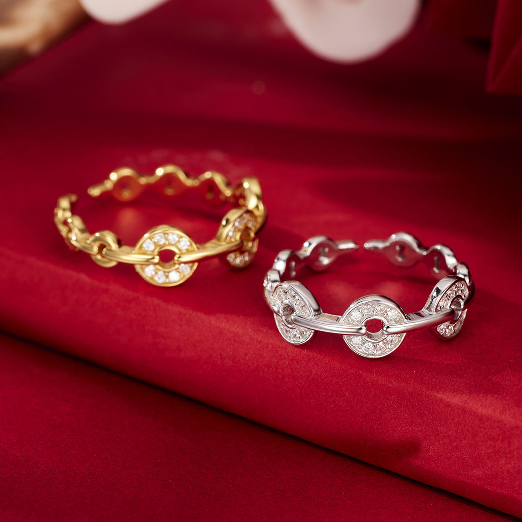 Damen eleganter Ring mit filigranem Design und funkelnden Zirkonia Shop Nory