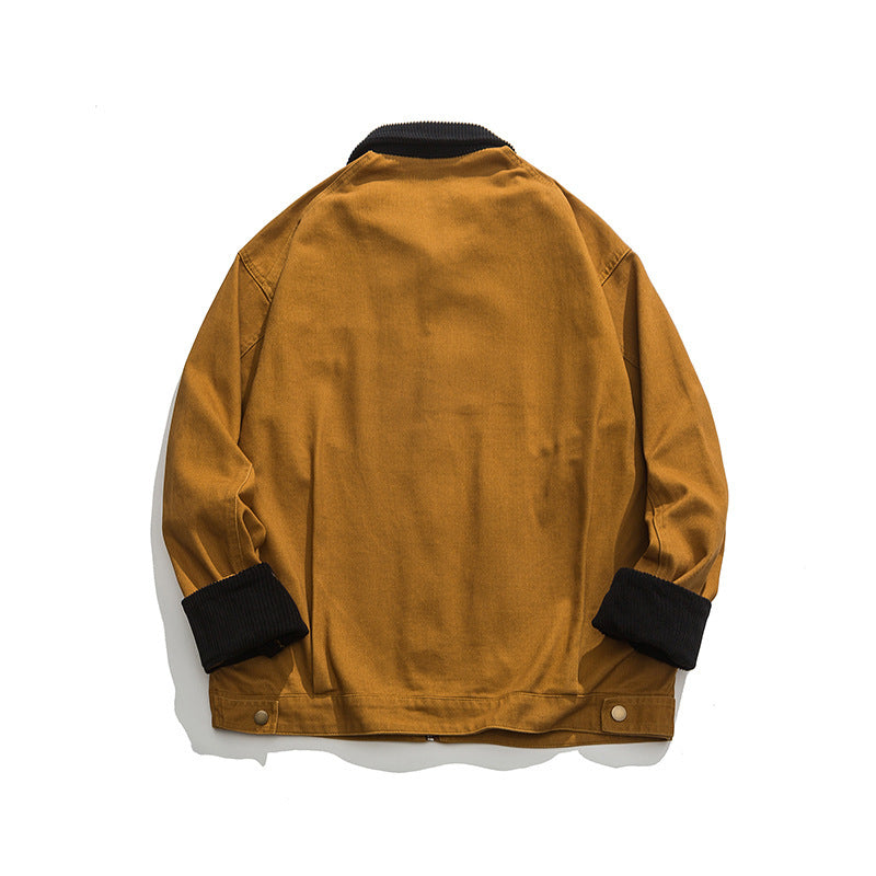 Unisex Boxy-Workwear-Jacke aus Canvas mit Cordkragen, Reißverschluss und aufgesetzten Pattentaschen Shop Nory