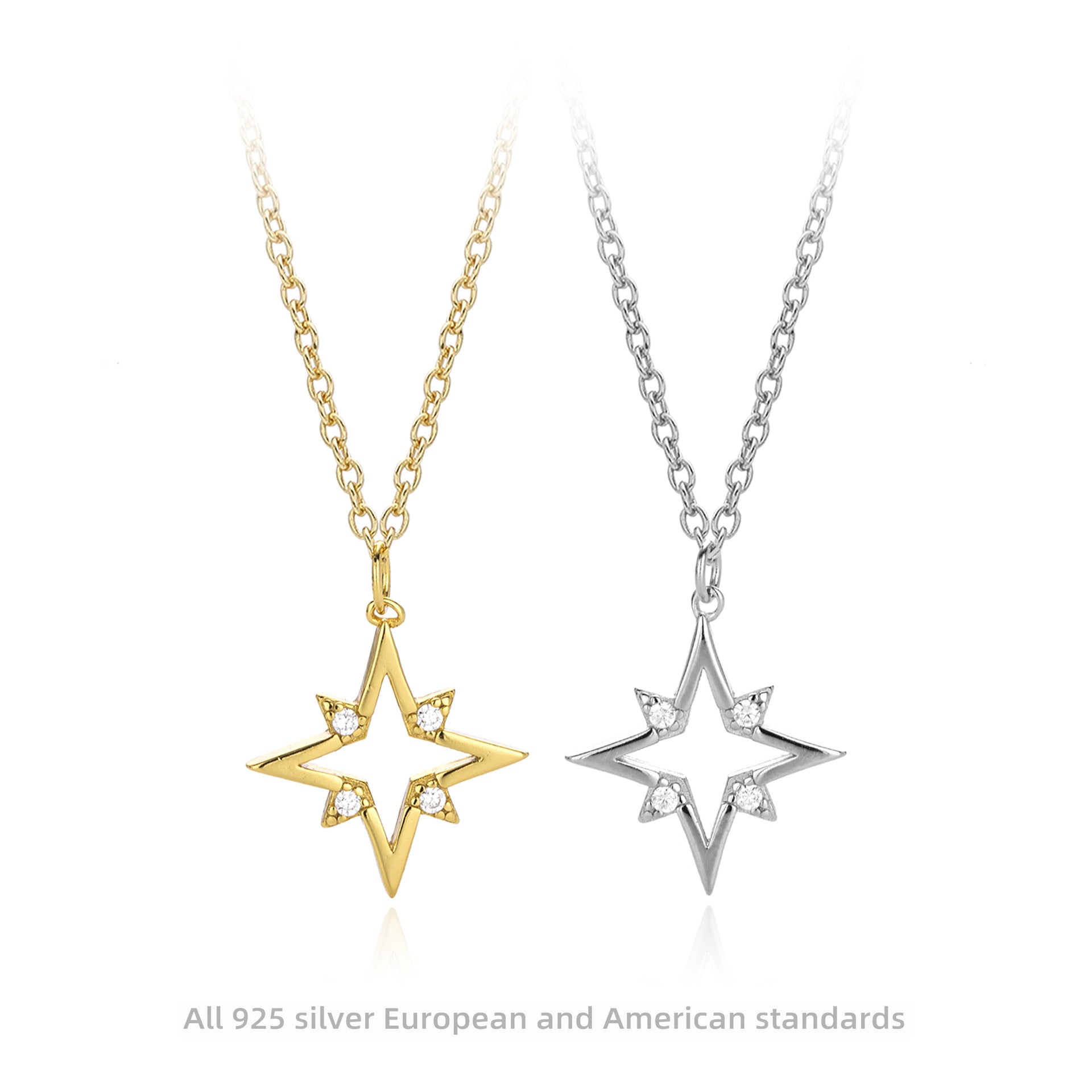 Damen Halskette mit funkelndem Sternenanhänger aus hochwertigem 925 Sterling Silber Shop Nory