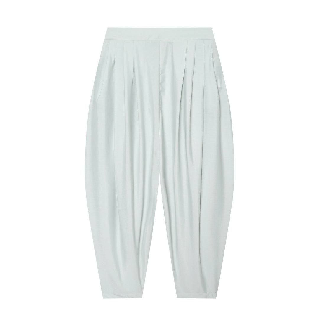 Damen Hochtaillierte plissierte Haremhose mit Kellerfalten und konischem Bein Shop Nory