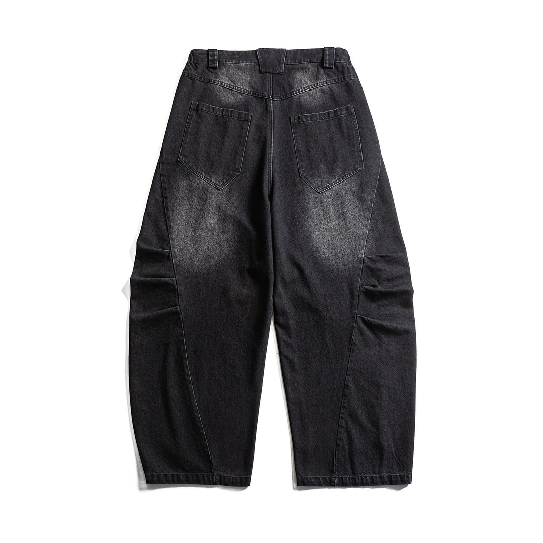 Damen hochgeschnittene weite Denim‑Culotte mit Cargotaschen, Used‑Effekt und elastischem Saum Shop Nory